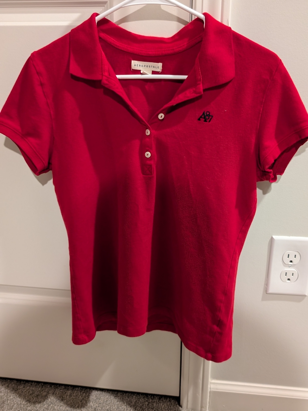 Aeropostale A87 Women's Bright Red Polo Top